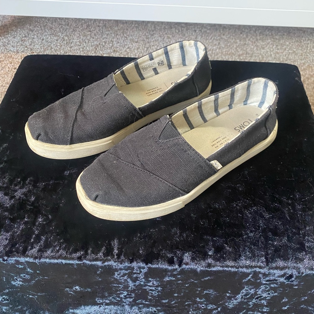 Toms Black Canvas Slip-On Sneakers